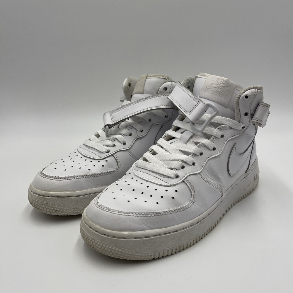Nike Air Force 1 Mid Sneakers Kids Boy Gs Size 6.5Y White Leather 314195-113 #22